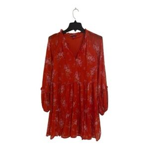 Vince Camuto Red Floral Long Sleeve Dress